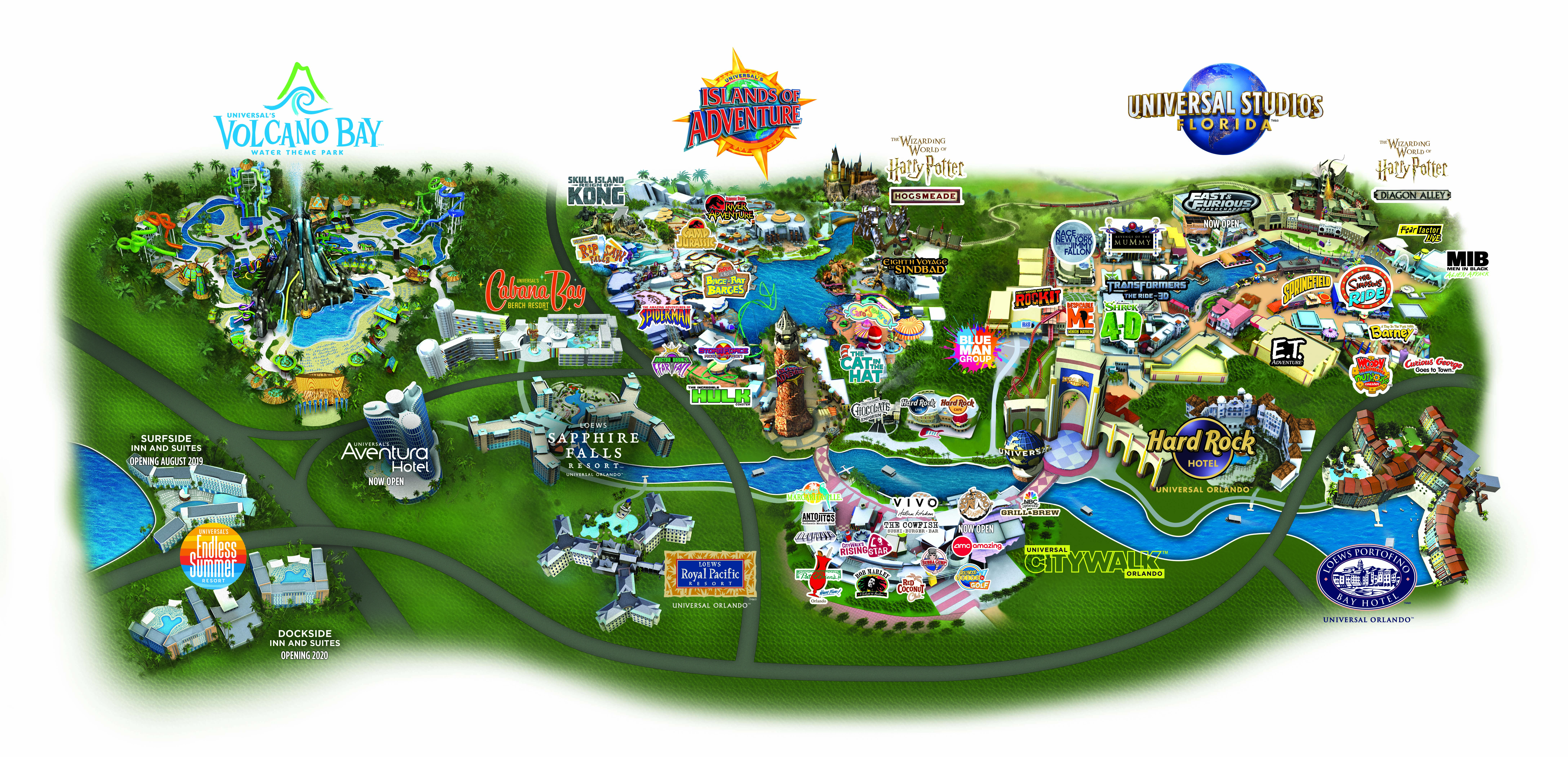 UNIVERSAL ORLANDO GUIDE WITH INFORMATION ON ATTRACTIONS 1 SHEET MAP 2013